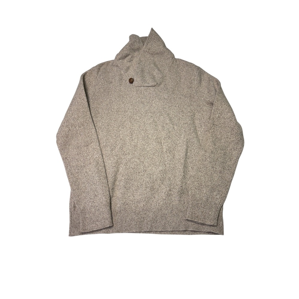 Banana Republic Italian Yarn Shawl Button Sweater Mens Medium Oatmeal Heather